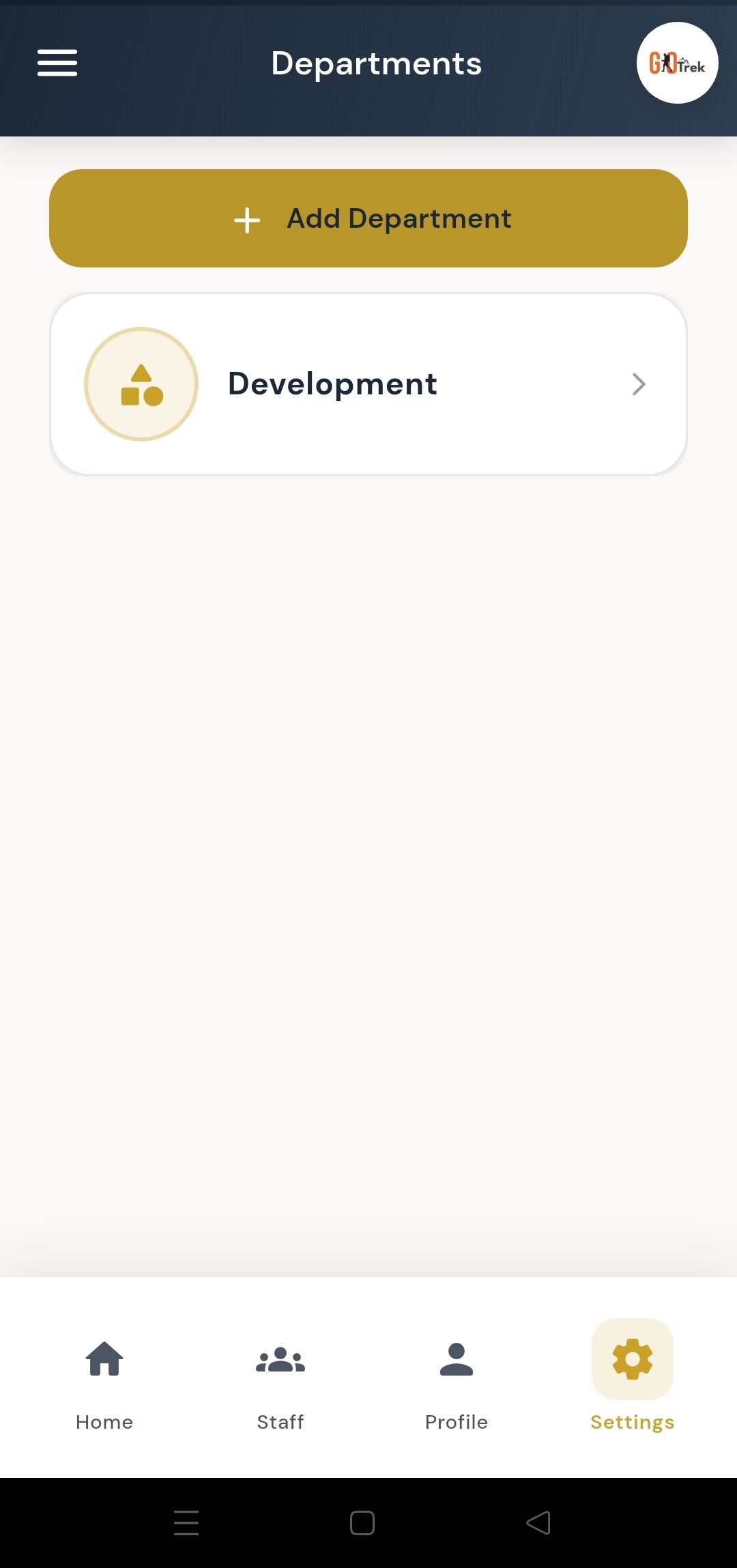PayrollX employer app manage departments list