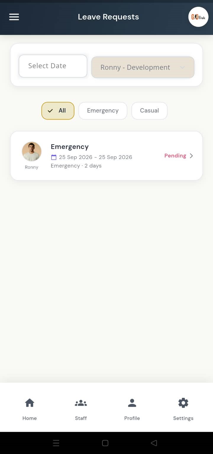 PayrollX employer app manage leave requests list