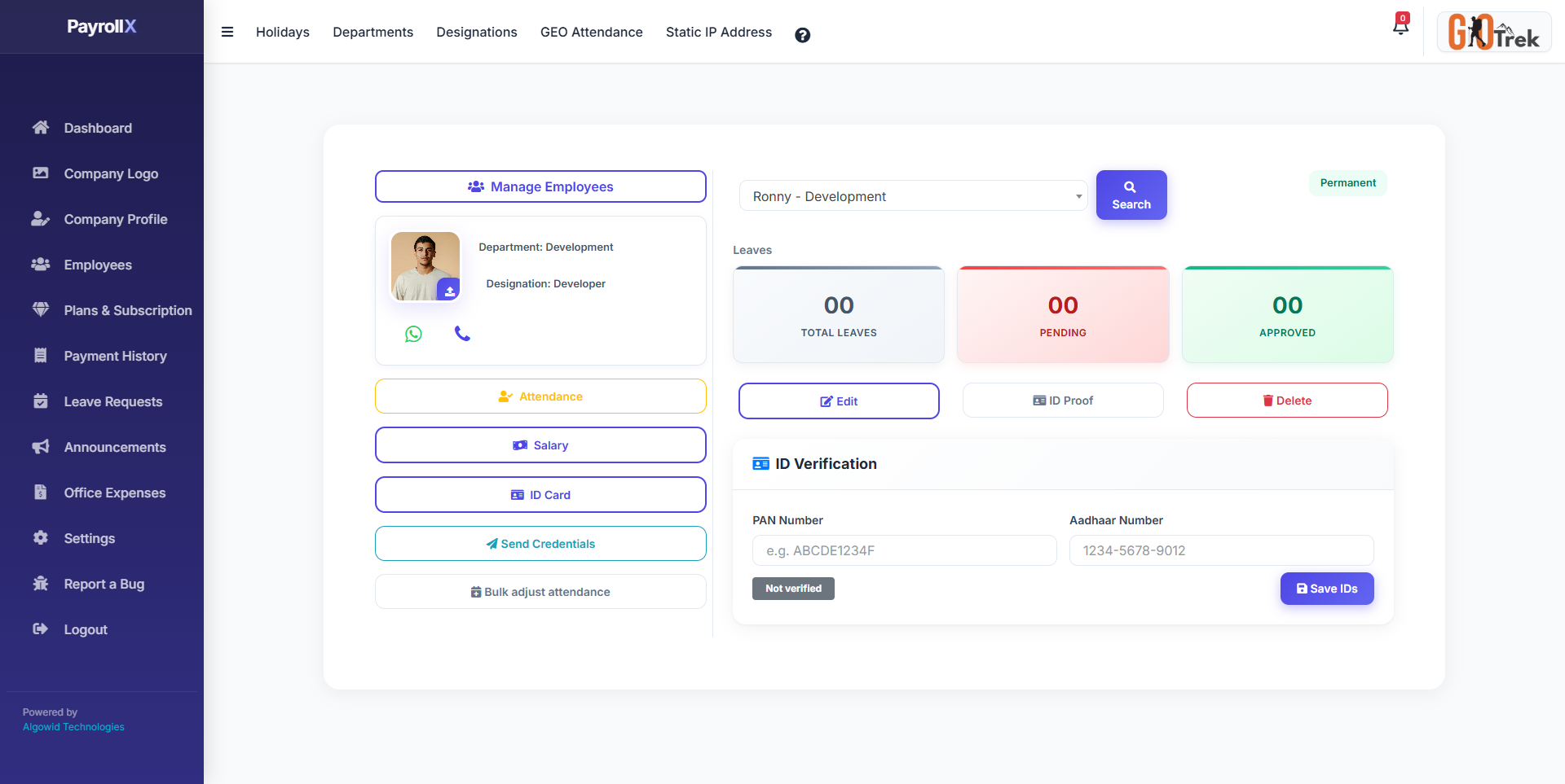 Employee profiles & ID verification